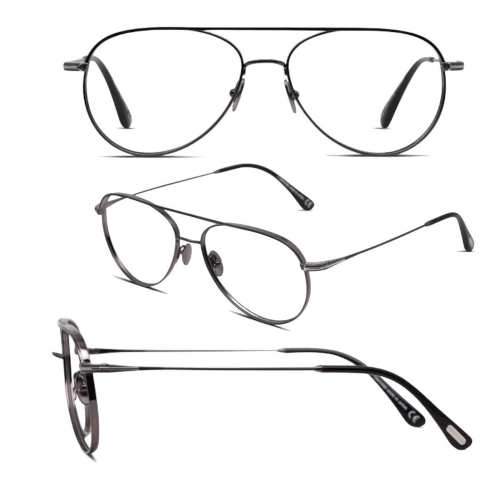 Tom Ford Aviators Blue Blockers Titanium Unisex Eyeglasses 57-16 Japan Made NWT
